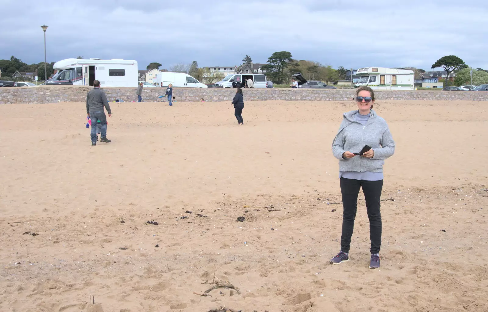 Isobel on the beach, from Grandma J's and a Day on the Beach, Spreyton and Exmouth, Devon - 13th April 2017