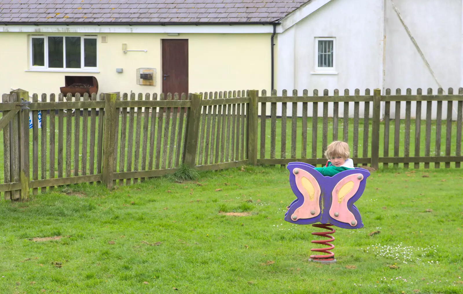 Harry in a springy butterfly, from A Barbeque, Grimspound and Pizza, Dartmoor and Exeter, Devon - 15th April 2017