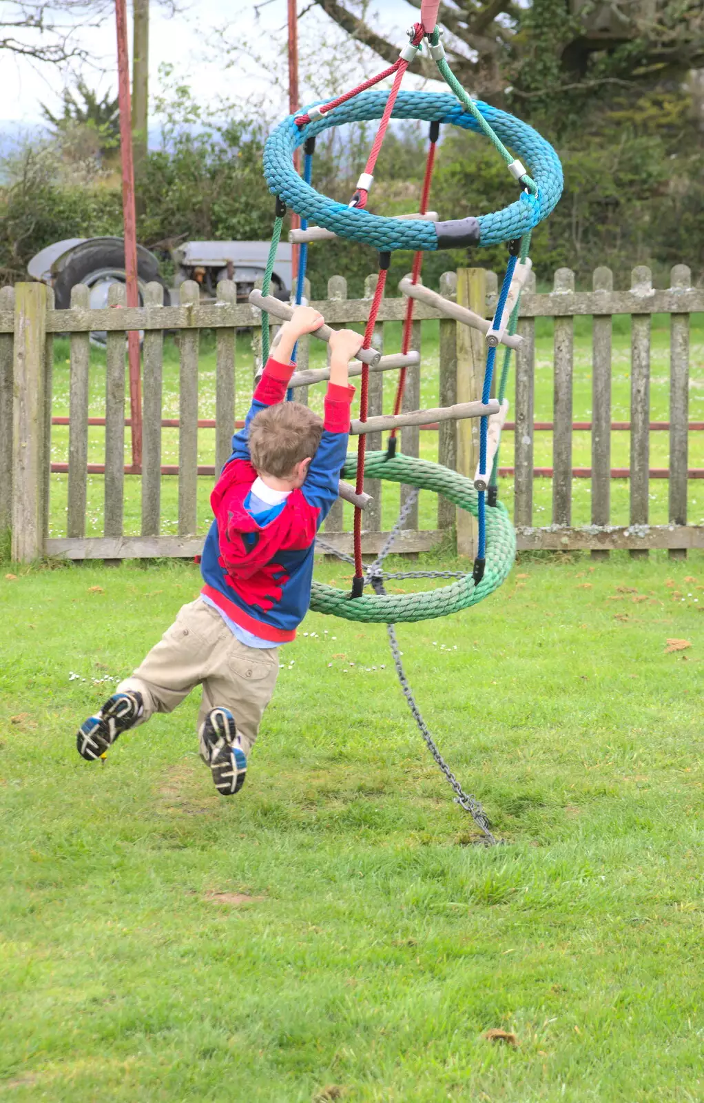 Fred flings himself around, from A Barbeque, Grimspound and Pizza, Dartmoor and Exeter, Devon - 15th April 2017