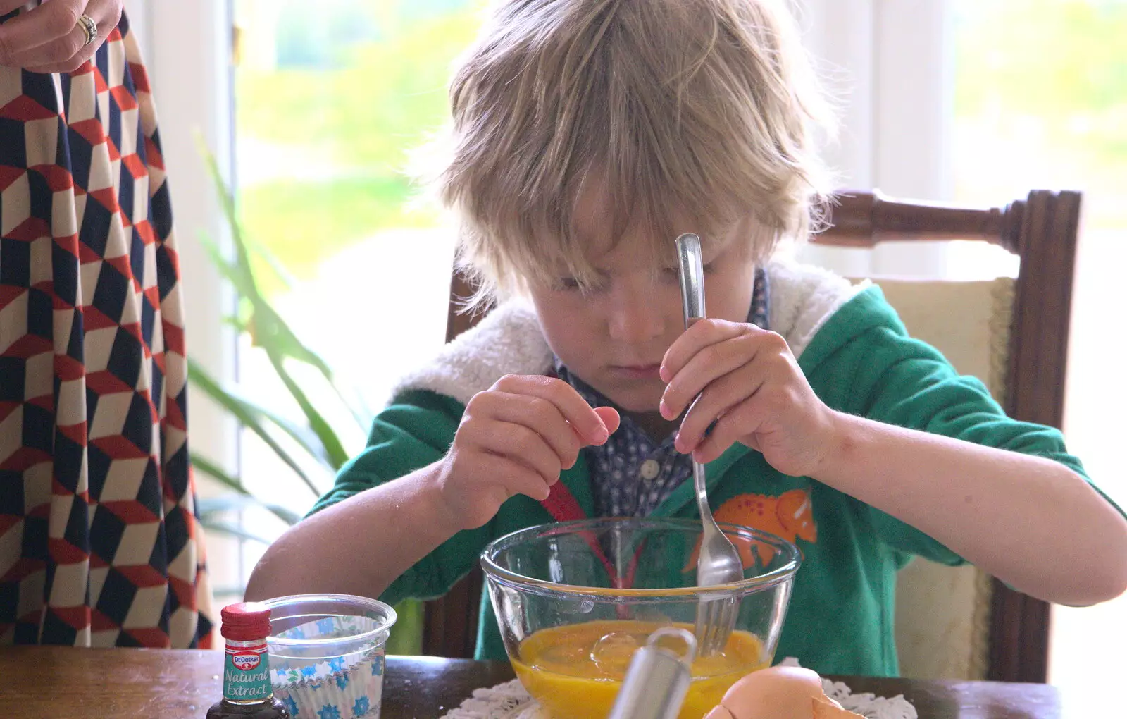 Harry works on the eggs, from A Barbeque, Grimspound and Pizza, Dartmoor and Exeter, Devon - 15th April 2017