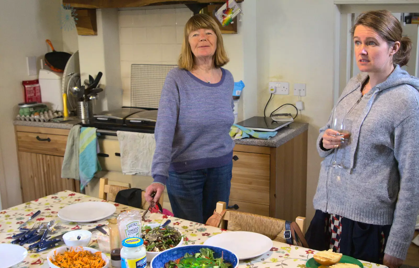 Mother and Isobel, from A Barbeque, Grimspound and Pizza, Dartmoor and Exeter, Devon - 15th April 2017