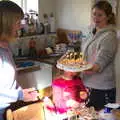 Isobel wheels out the birthday cakes, A Barbeque, Grimspound and Pizza, Dartmoor and Exeter, Devon - 15th April 2017