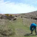 Isobel ties a boot lace, A Barbeque, Grimspound and Pizza, Dartmoor and Exeter, Devon - 15th April 2017