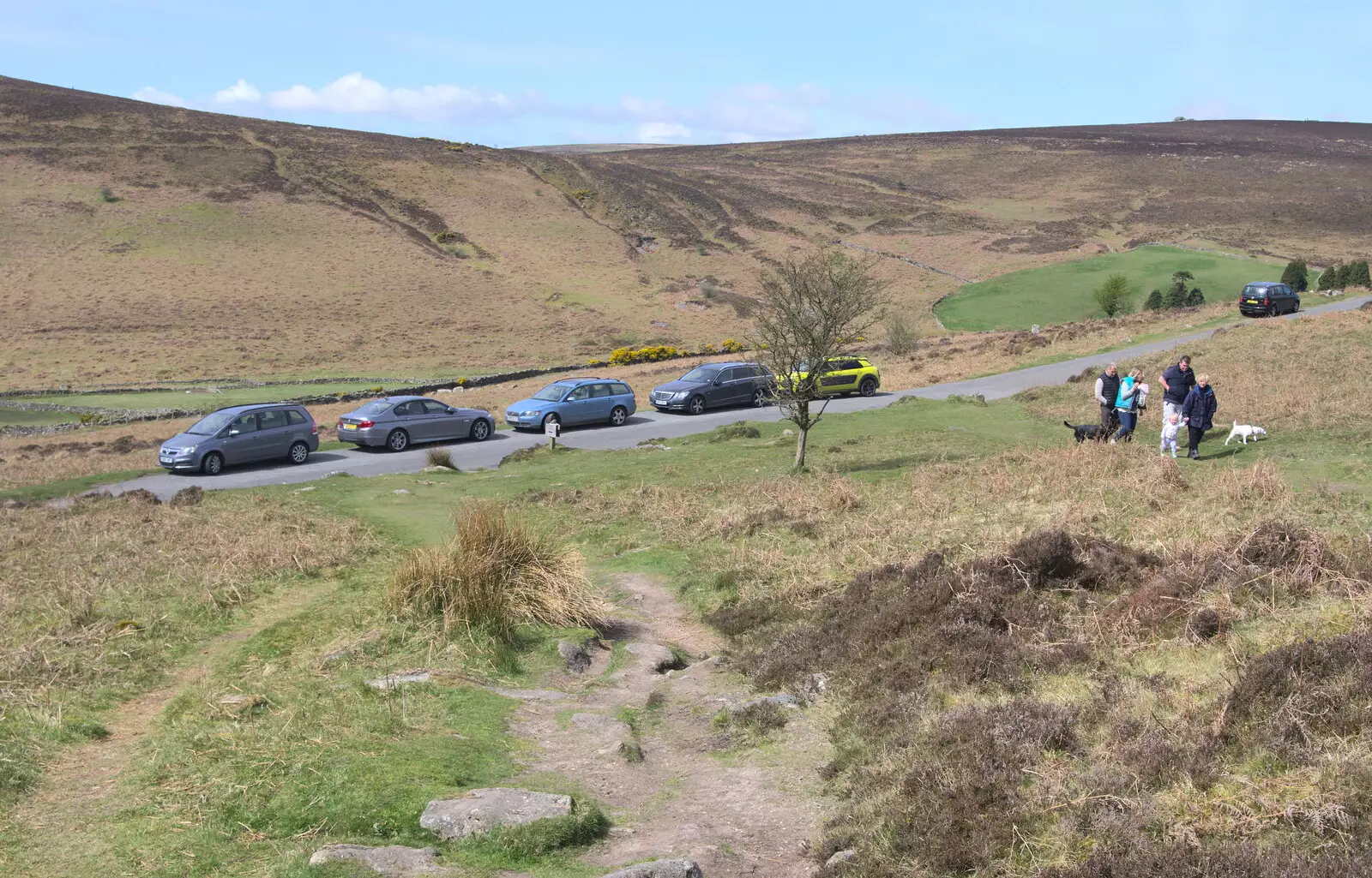 Cars parked at Grimspound, from A Barbeque, Grimspound and Pizza, Dartmoor and Exeter, Devon - 15th April 2017