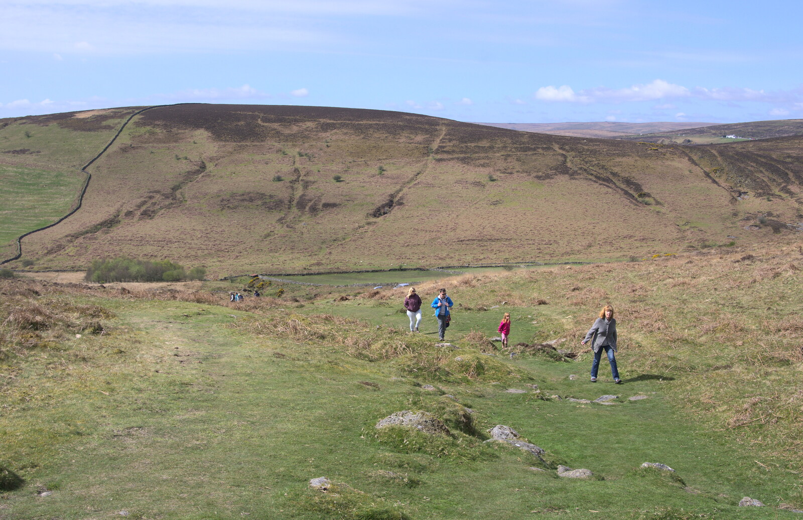 Mother leads the way from A Barbeque, Grimspound and Pizza, Dartmoor and Exeter, Devon - 15th April 2017