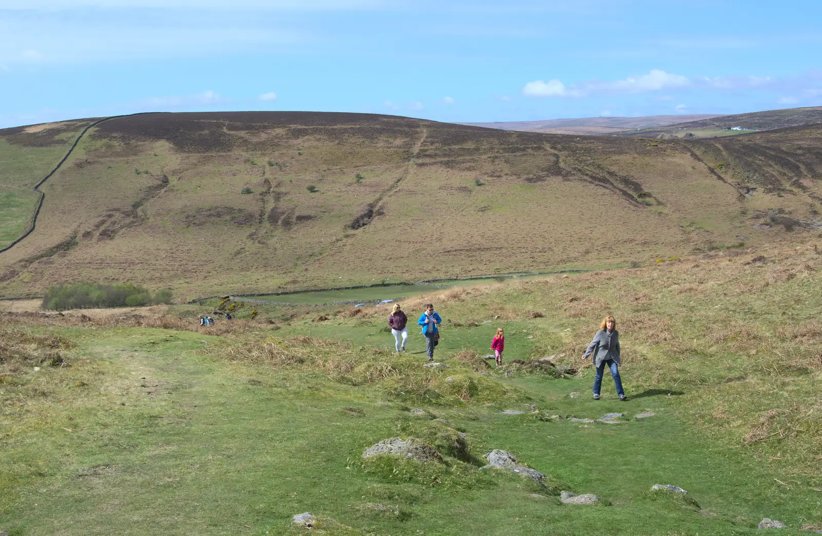 Mother leads the way, from A Barbeque, Grimspound and Pizza, Dartmoor and Exeter, Devon - 15th April 2017