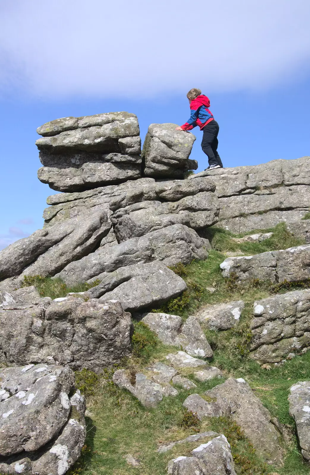 Fred on Hookney Tor, from A Barbeque, Grimspound and Pizza, Dartmoor and Exeter, Devon - 15th April 2017