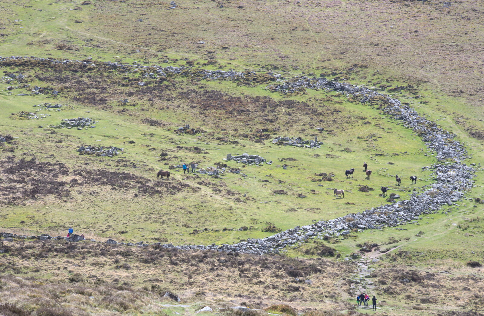 Grimspound's circular wall from A Barbeque, Grimspound and Pizza, Dartmoor and Exeter, Devon - 15th April 2017