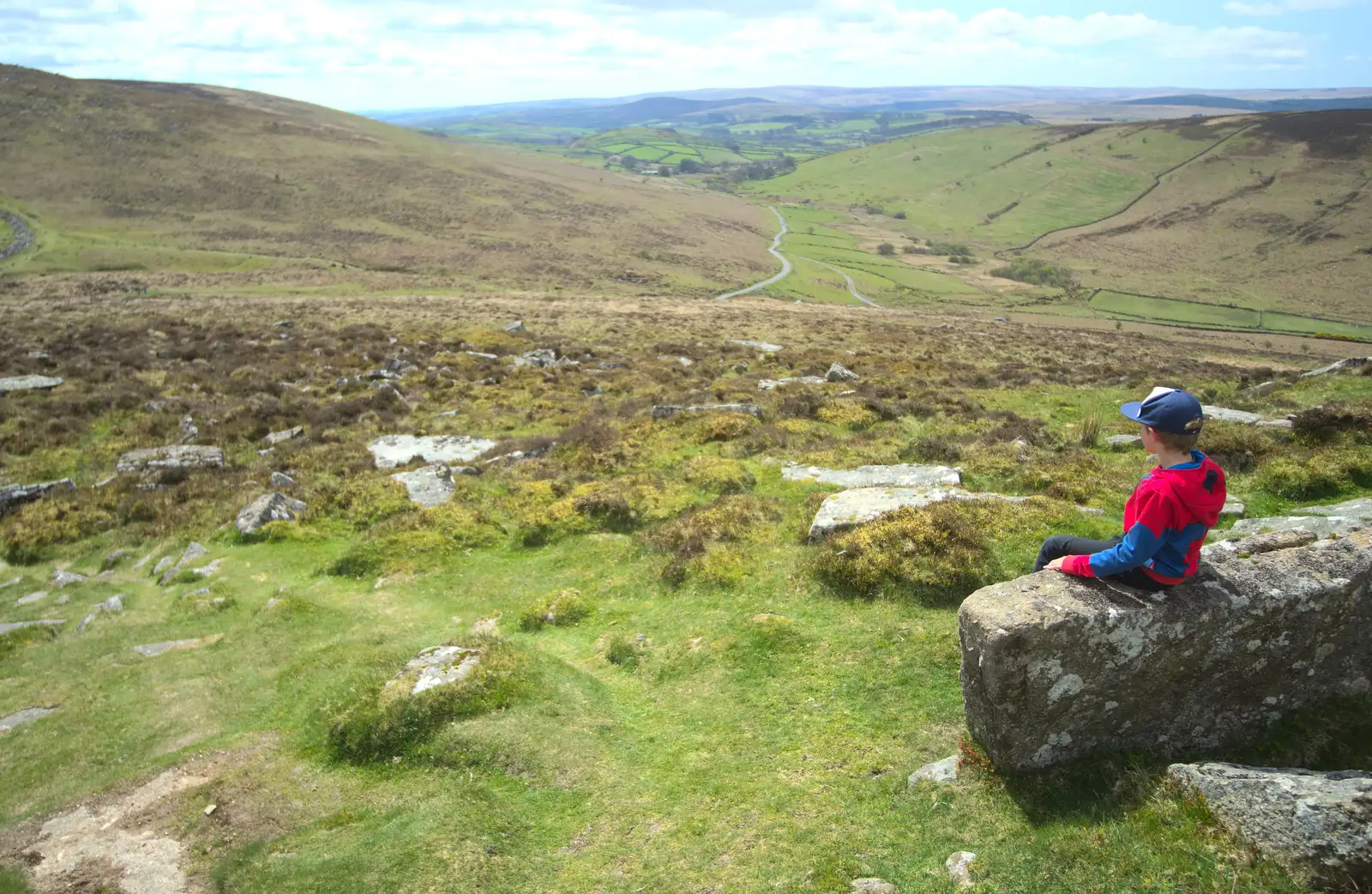 Fred looks out, from A Barbeque, Grimspound and Pizza, Dartmoor and Exeter, Devon - 15th April 2017