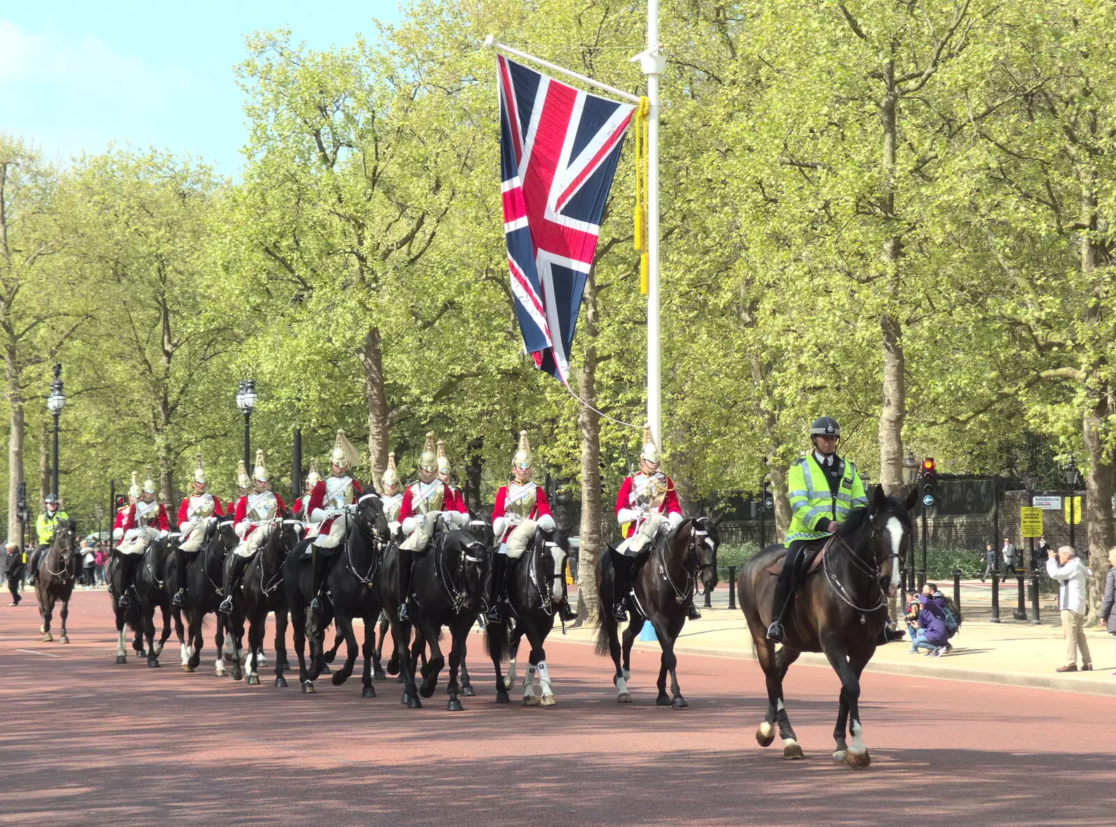 Horseguards trot up the Mall, from A Trip to Reykjavik, Iceland - 20th April 2017