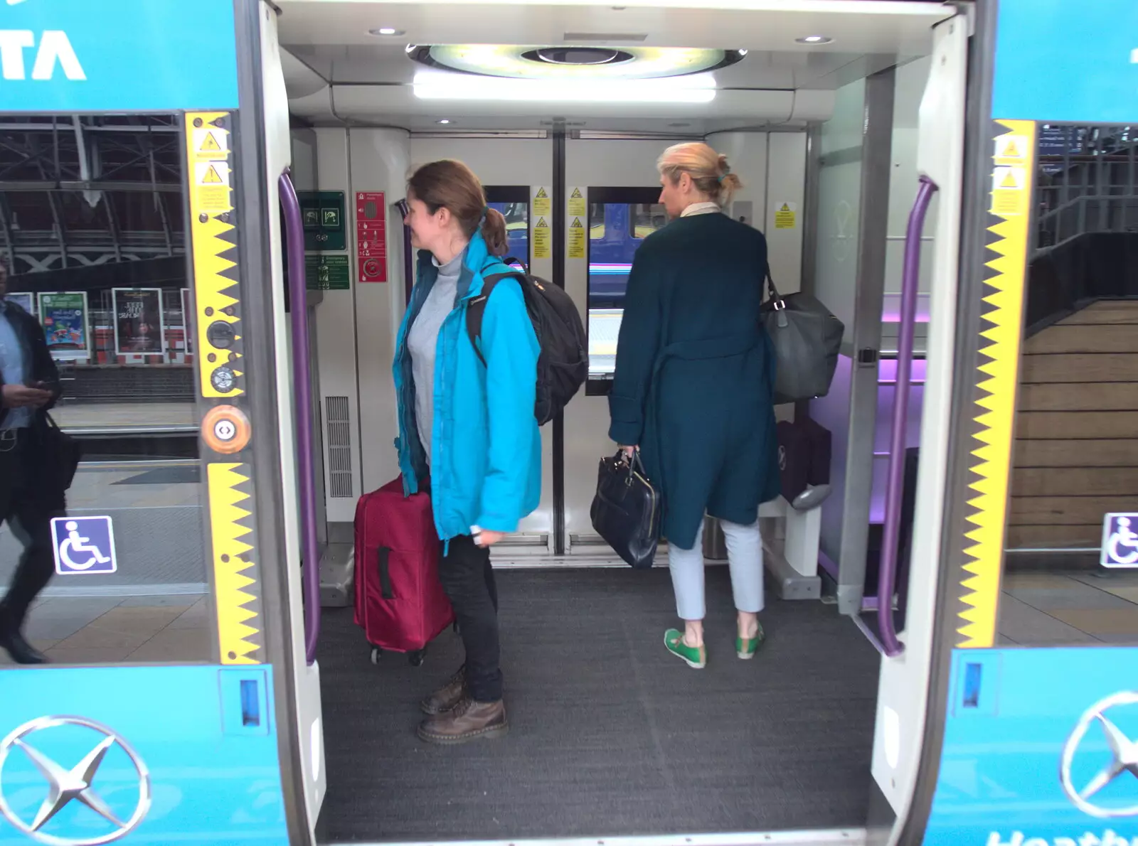 Isobel on the Heathrow Express, from A Trip to Reykjavik, Iceland - 20th April 2017