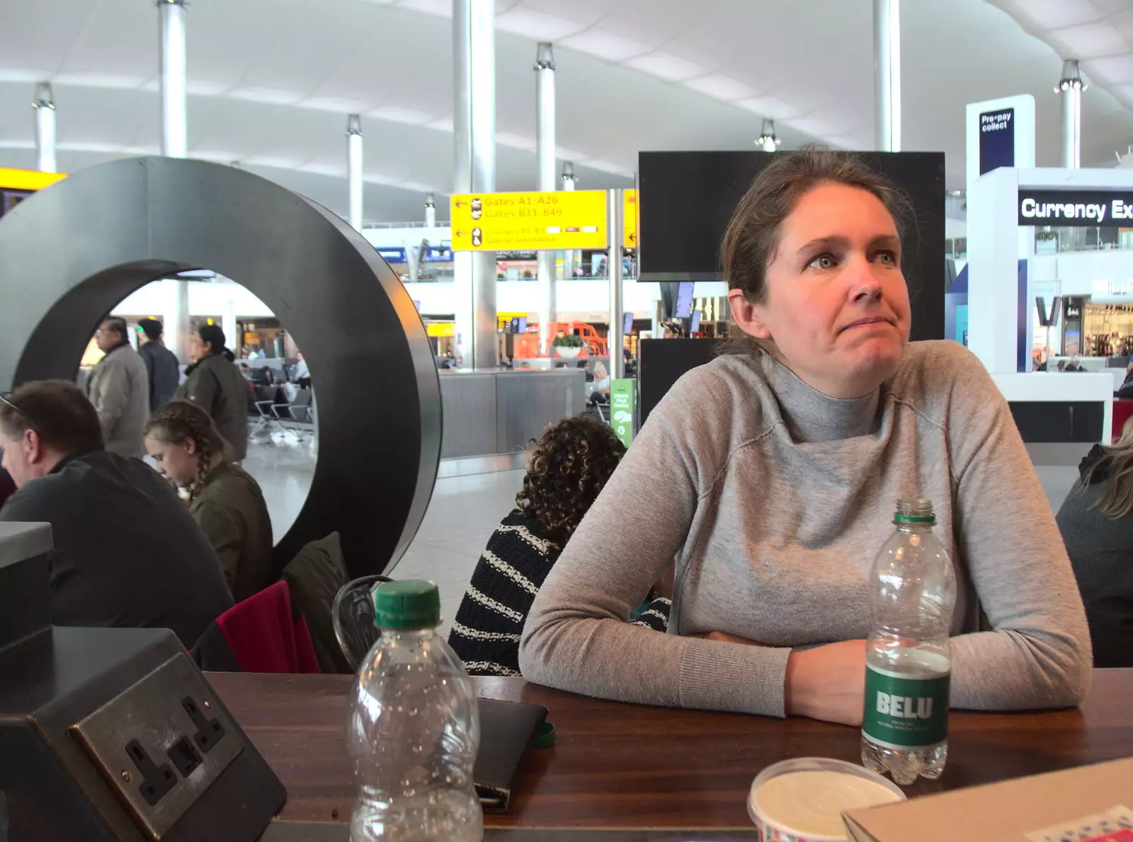 Isobel in Terminal 2 at Heathrow, from A Trip to Reykjavik, Iceland - 20th April 2017