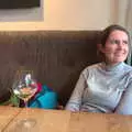 Isobel and glass of wine in the restaurant, A Trip to Reykjavik, Iceland - 20th April 2017