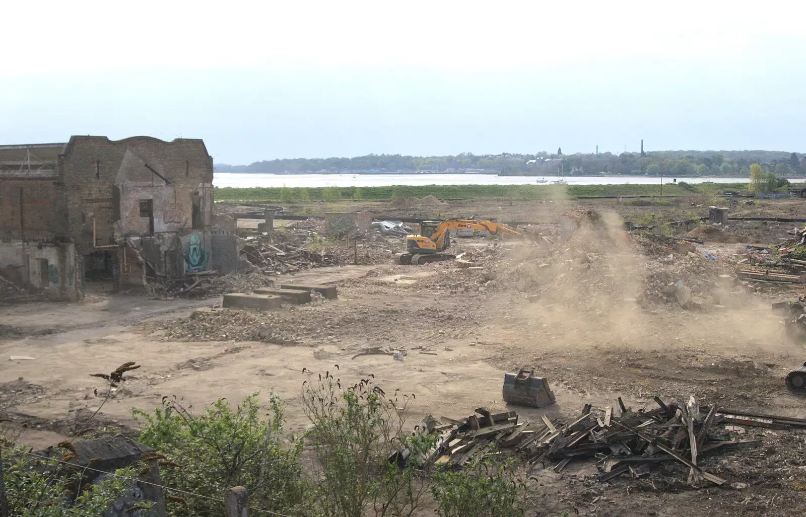 A cloud of dust as the diggers get to work, from A Trip to Reykjavik, Iceland - 20th April 2017