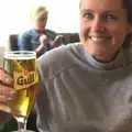 Isobel holds up an £8 glass of beer, A Trip to Reykjavik, Iceland - 20th April 2017