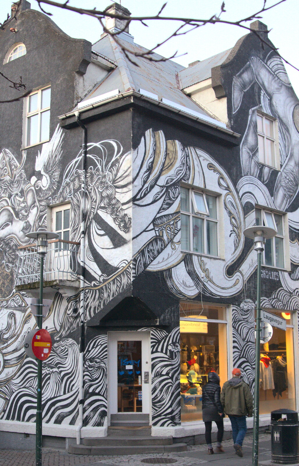A building on Laugavegur entirely covered in art from A Trip to Reykjavik, Iceland - 20th April 2017