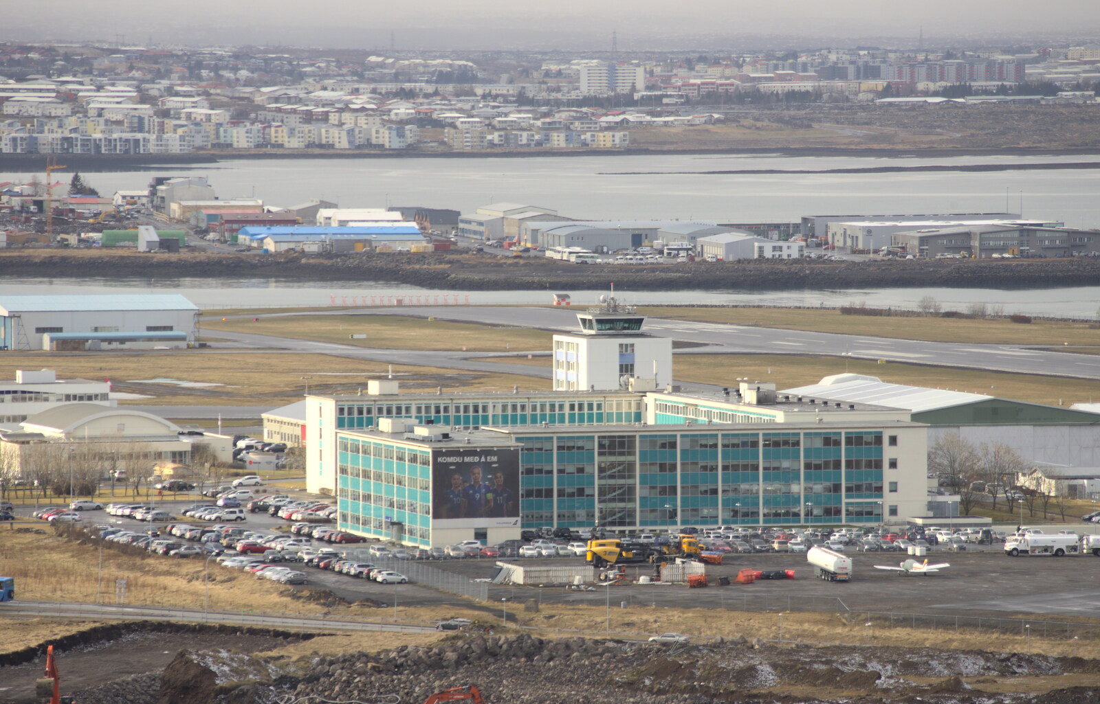 The hotel and the airport from Hallgrímskirkja Cathedral and Whale Watching, Reykjavik - 21st April 2017