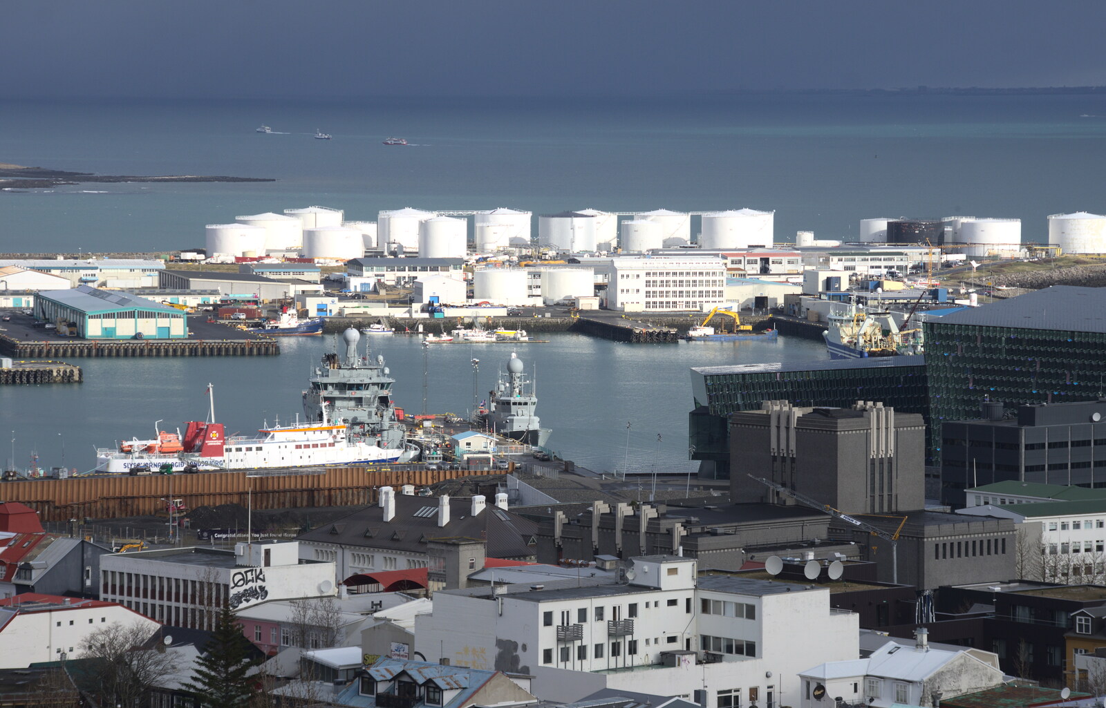 The docks from Hallgrímskirkja Cathedral and Whale Watching, Reykjavik - 21st April 2017
