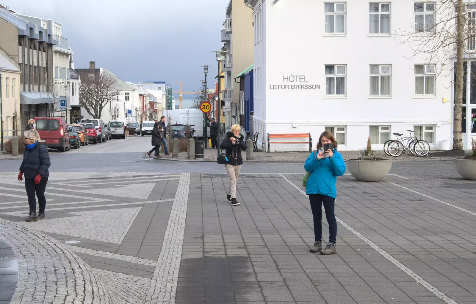 Isoble takes a photo, from Hallgrímskirkja Cathedral and Whale Watching, Reykjavik - 21st April 2017