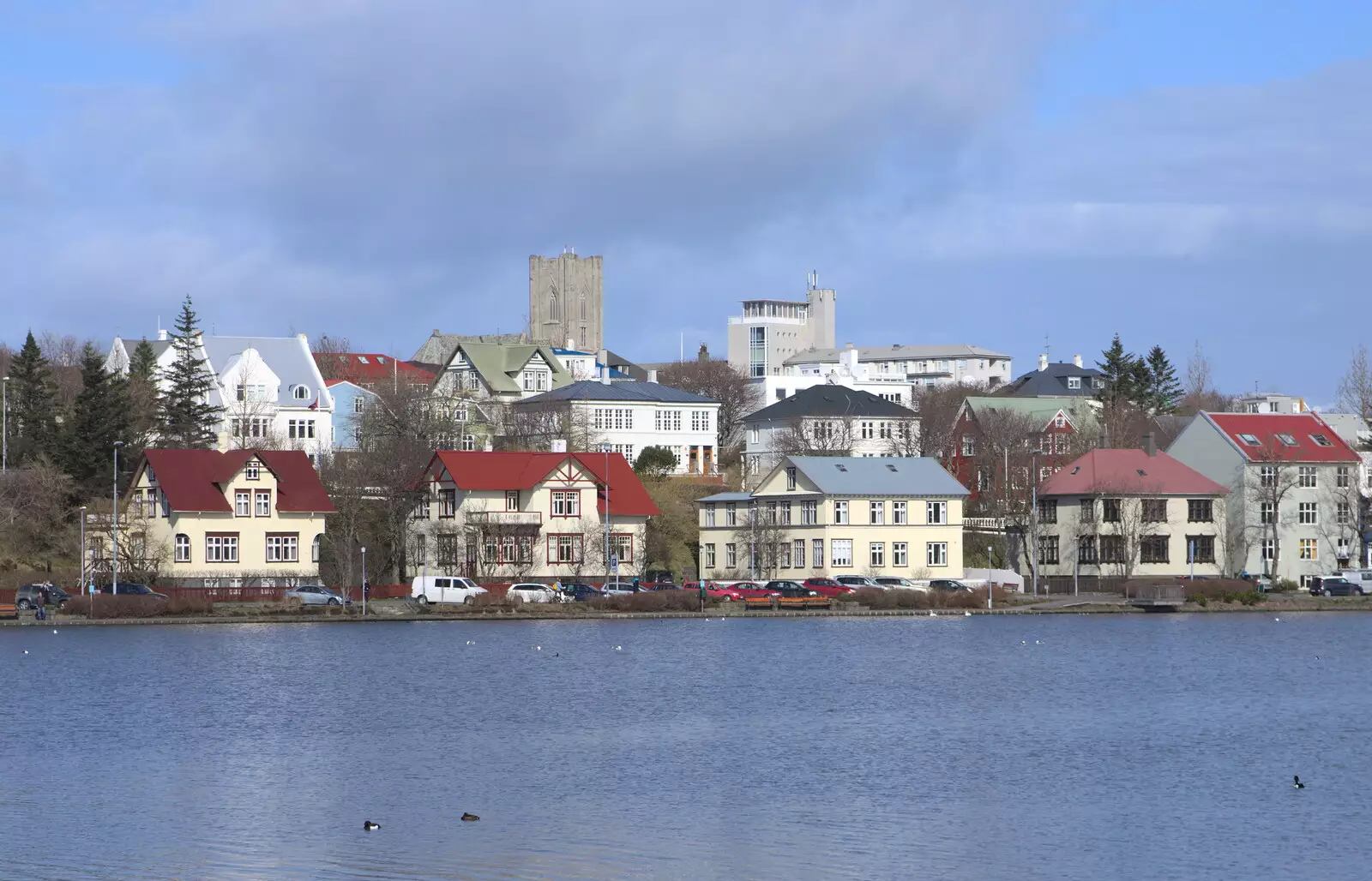 Houses round a lake, from Hallgrímskirkja Cathedral and Whale Watching, Reykjavik - 21st April 2017