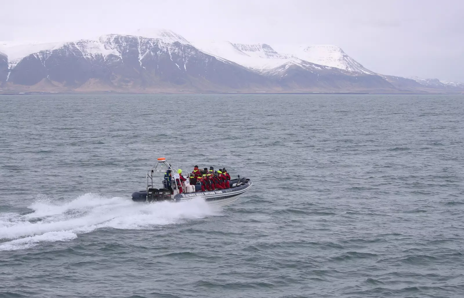 The RIB heads off, from Hallgrímskirkja Cathedral and Whale Watching, Reykjavik - 21st April 2017