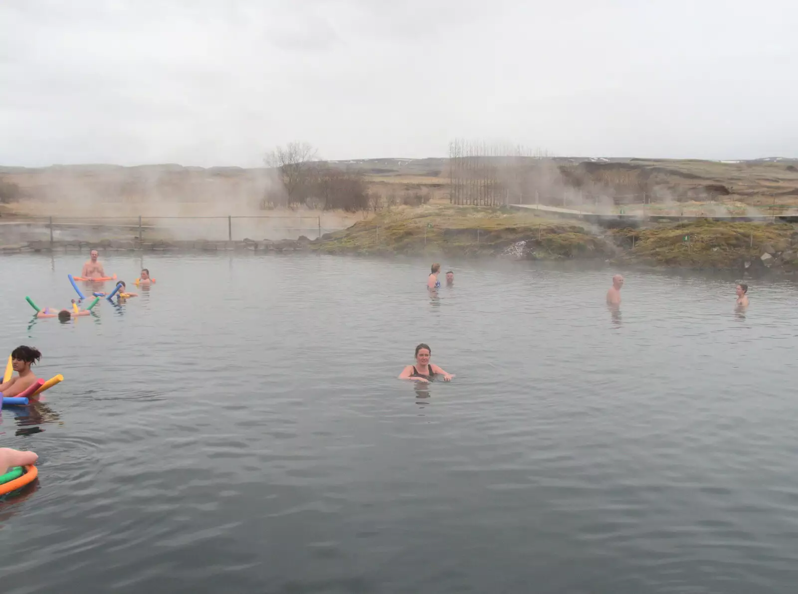 Isobel in the steam of the Secret Lagoon, from The Golden Circle of Ísland, Iceland - 22nd April 2017