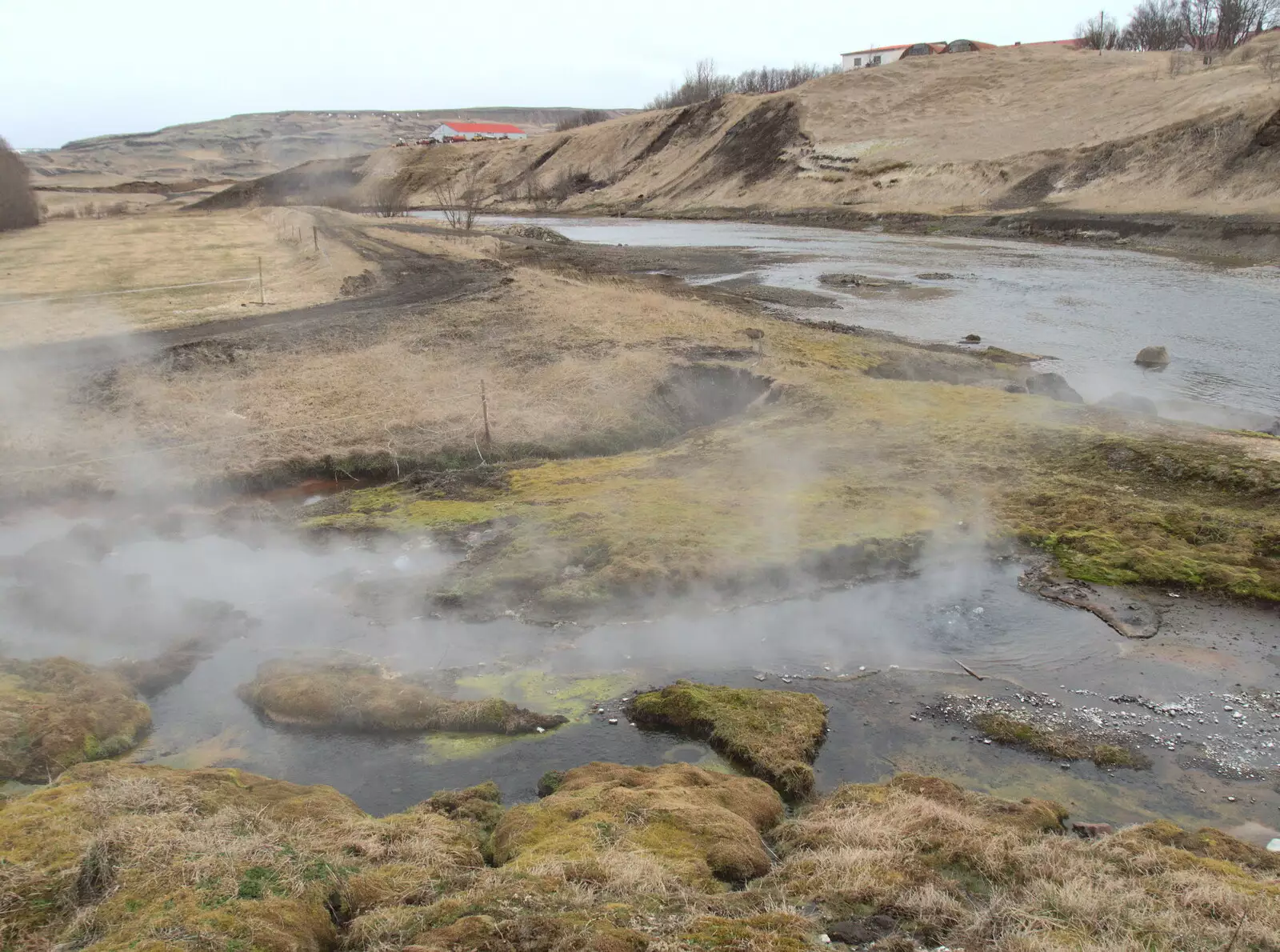 Hot springs occur right next to a river, from The Golden Circle of Ísland, Iceland - 22nd April 2017