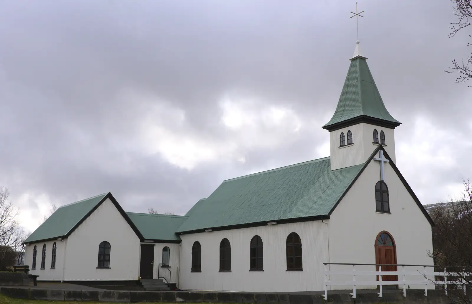 Our first stop is a church up in the foothills, from The Golden Circle of Ísland, Iceland - 22nd April 2017