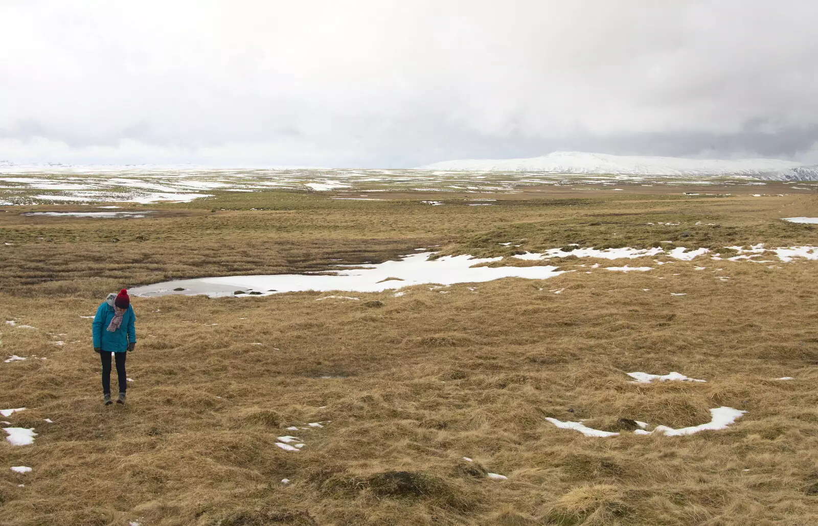 Isobel pokes around in the snowy wastes, from The Golden Circle of Ísland, Iceland - 22nd April 2017