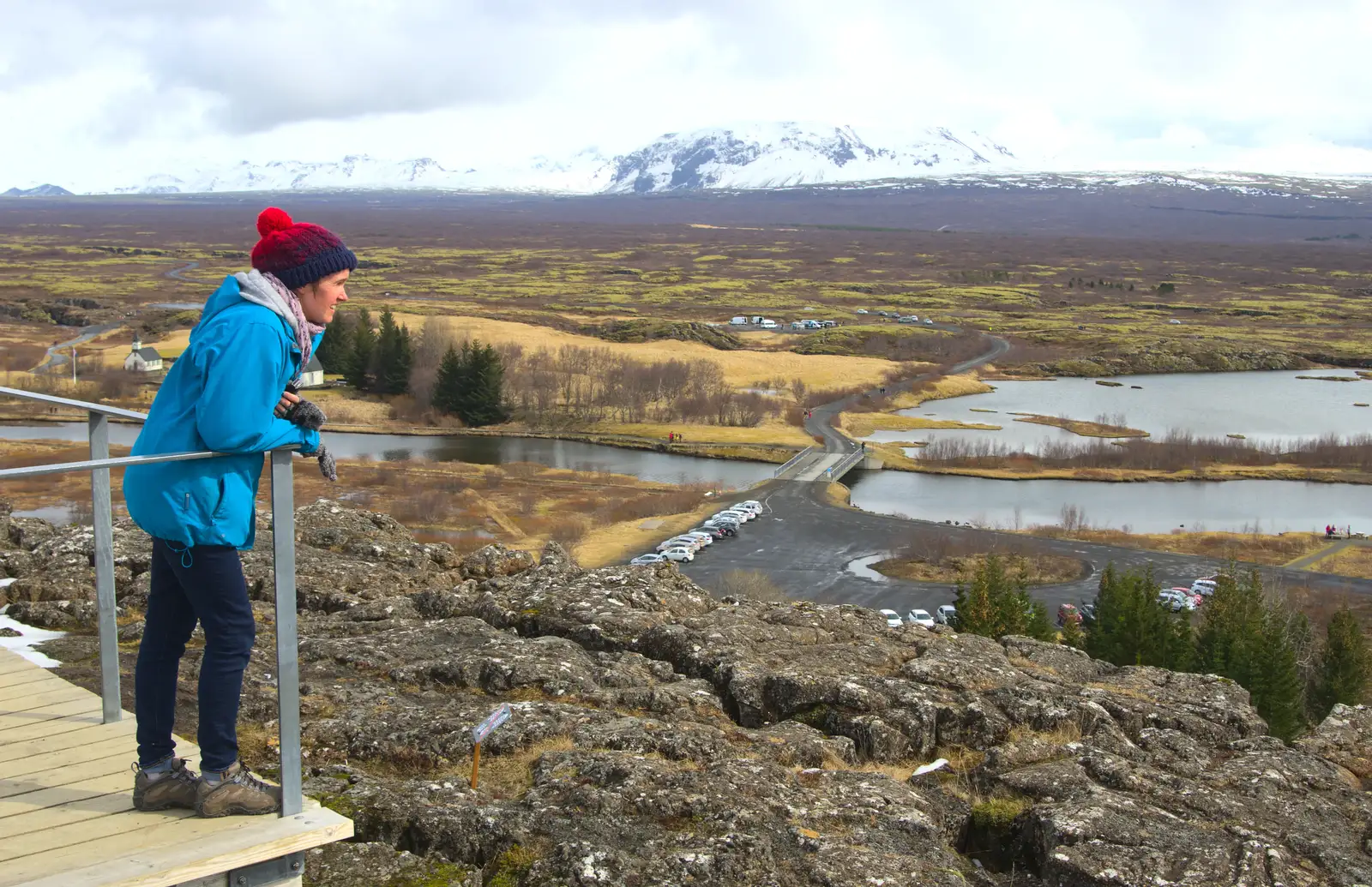 Isobel looks out over the fault plain, from The Golden Circle of Ísland, Iceland - 22nd April 2017