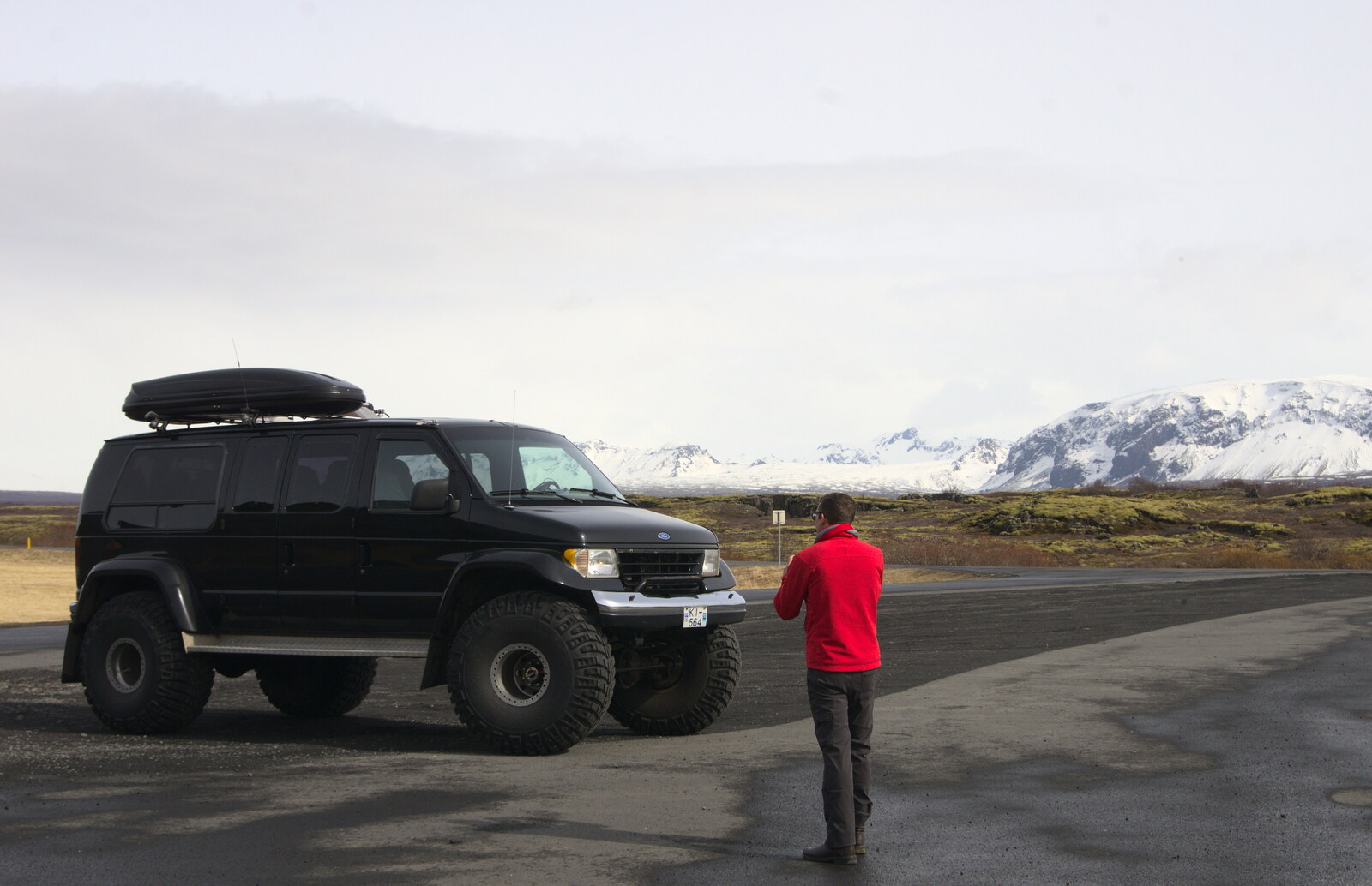 Some dude inspects a monster truck from The Golden Circle of Ísland, Iceland - 22nd April 2017