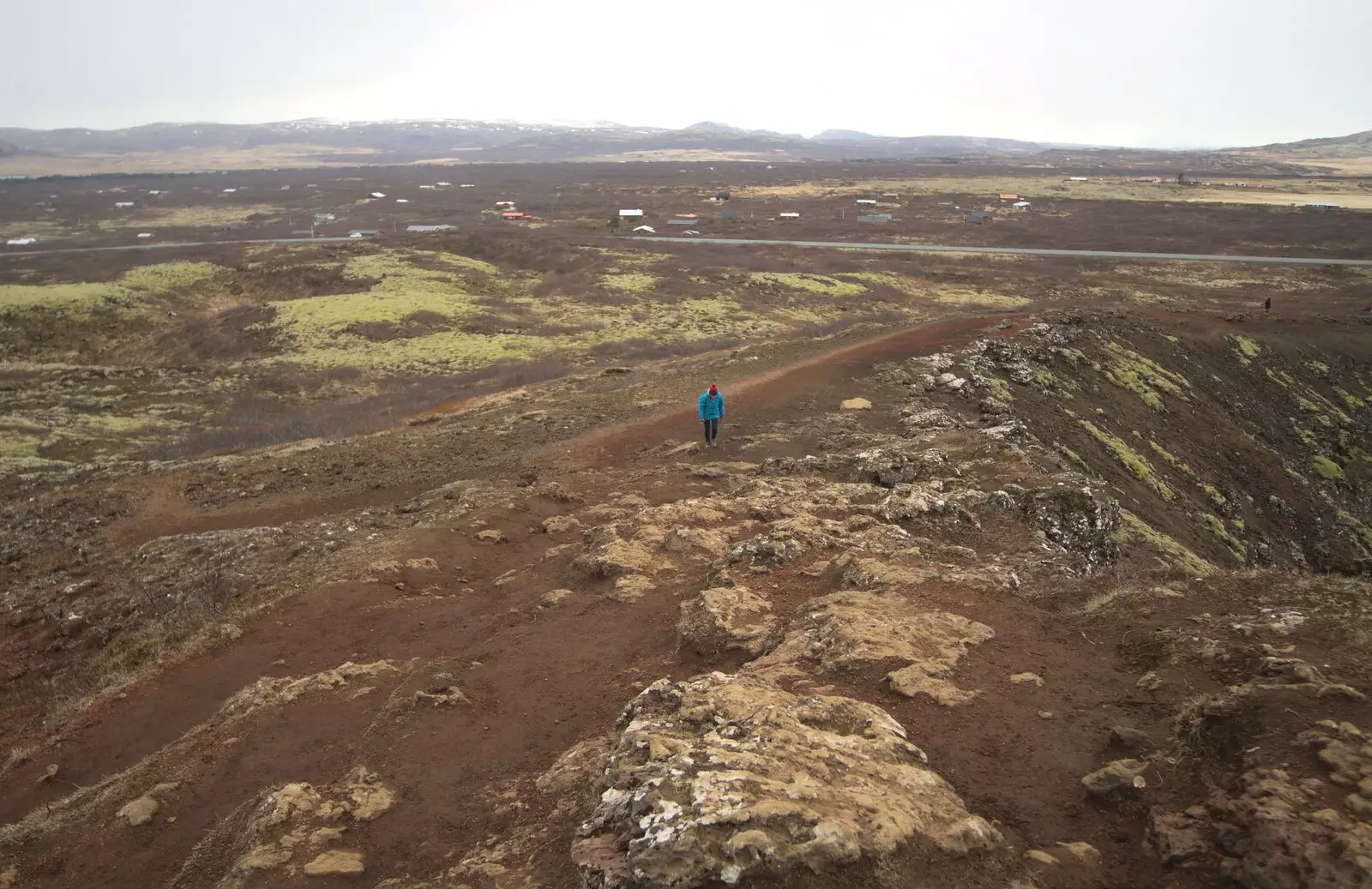 Isobel is a dot in the landscape, from The Golden Circle of Ísland, Iceland - 22nd April 2017