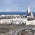 Hallgrímskirkja dominates the skyline of the city, Stríðsminjar War Relics, Perlan and Street Art, Reykjavik, Iceland - 23rd April 2017