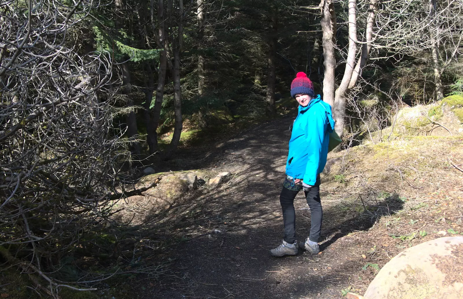 Isobel in the forest, from Stríðsminjar War Relics, Perlan and Street Art, Reykjavik, Iceland - 23rd April 2017