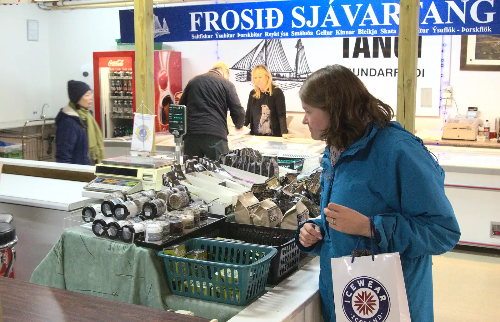 Isobel inspects some food at Kolaportið, from Stríðsminjar War Relics, Perlan and Street Art, Reykjavik, Iceland - 23rd April 2017