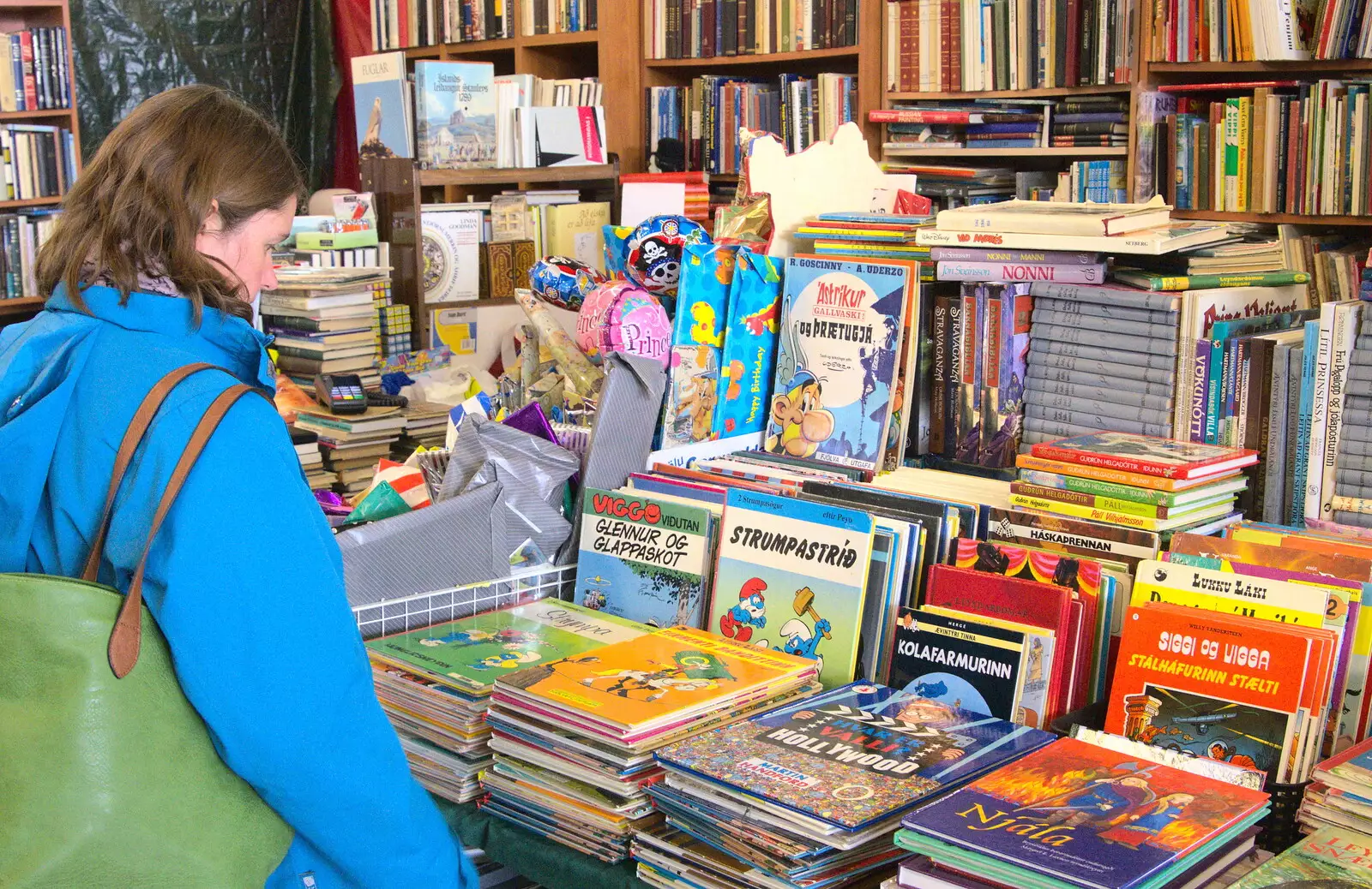 Contemplating some Icelandic books for the boys, from Stríðsminjar War Relics, Perlan and Street Art, Reykjavik, Iceland - 23rd April 2017