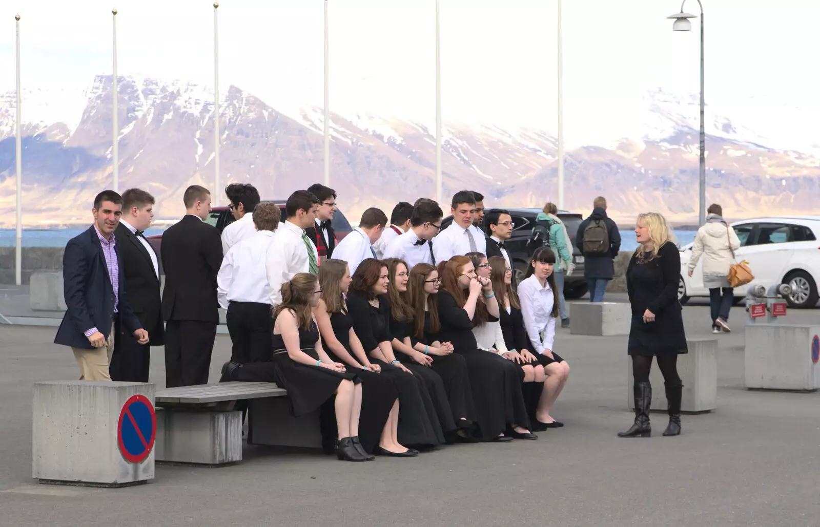 Outside, a visiting choir poses for a photo, from Stríðsminjar War Relics, Perlan and Street Art, Reykjavik, Iceland - 23rd April 2017