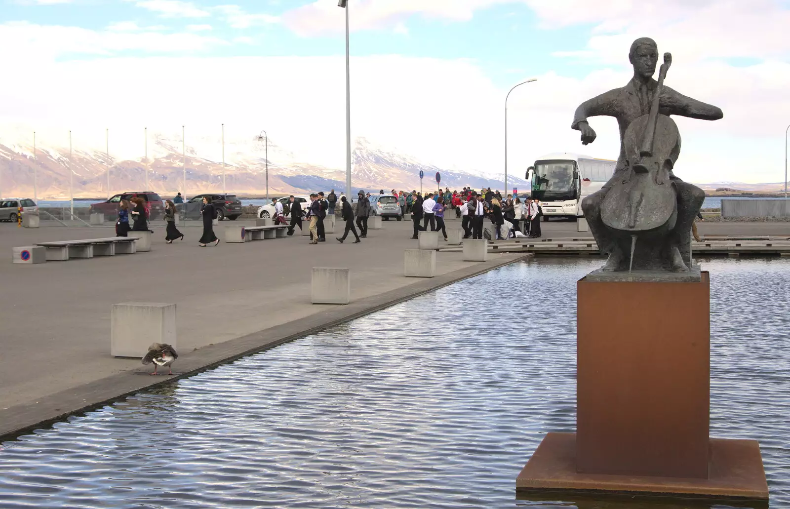 The cellist in a pond, from Stríðsminjar War Relics, Perlan and Street Art, Reykjavik, Iceland - 23rd April 2017