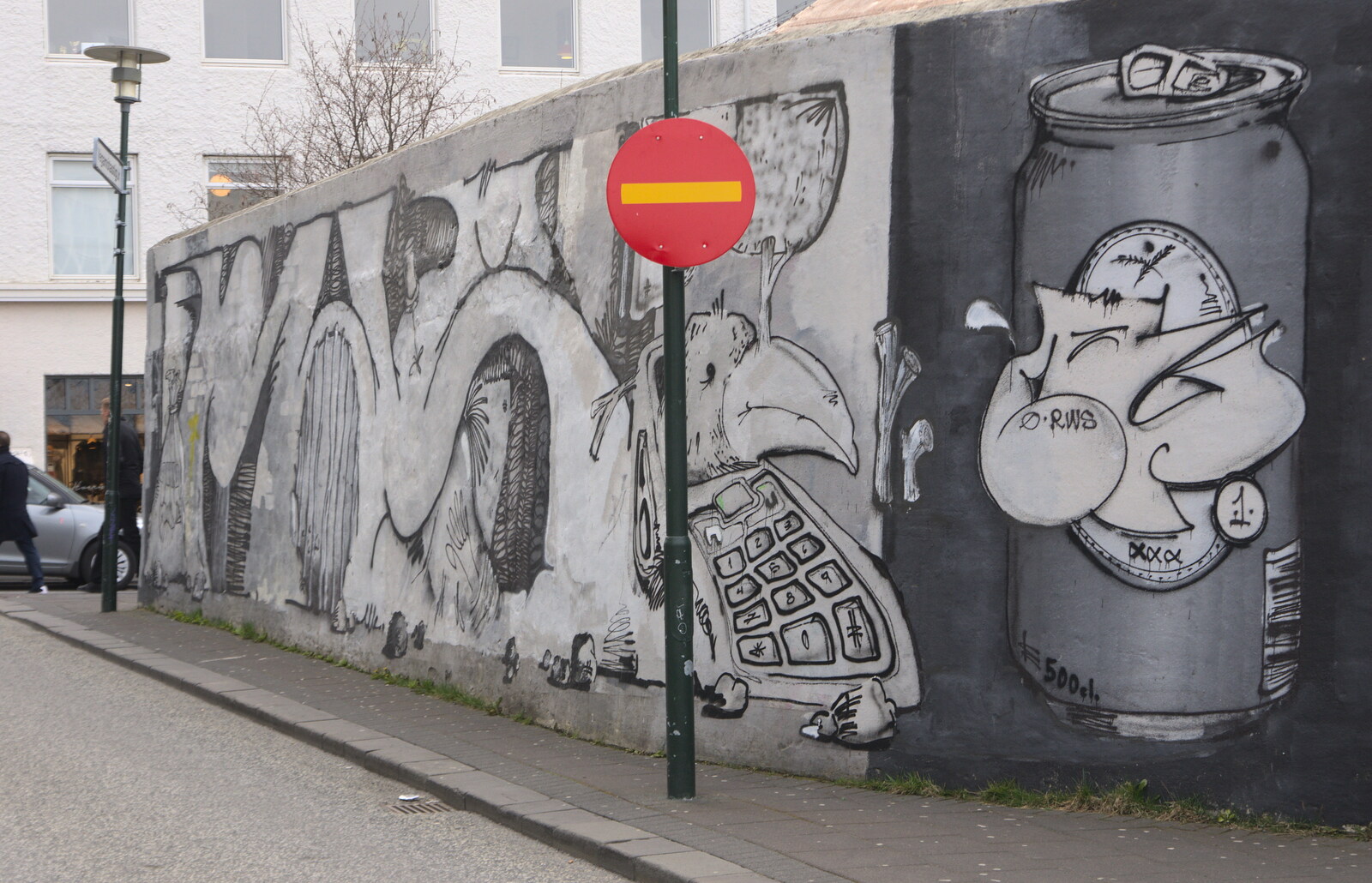 No entry and a can of beer from Stríðsminjar War Relics, Perlan and Street Art, Reykjavik, Iceland - 23rd April 2017