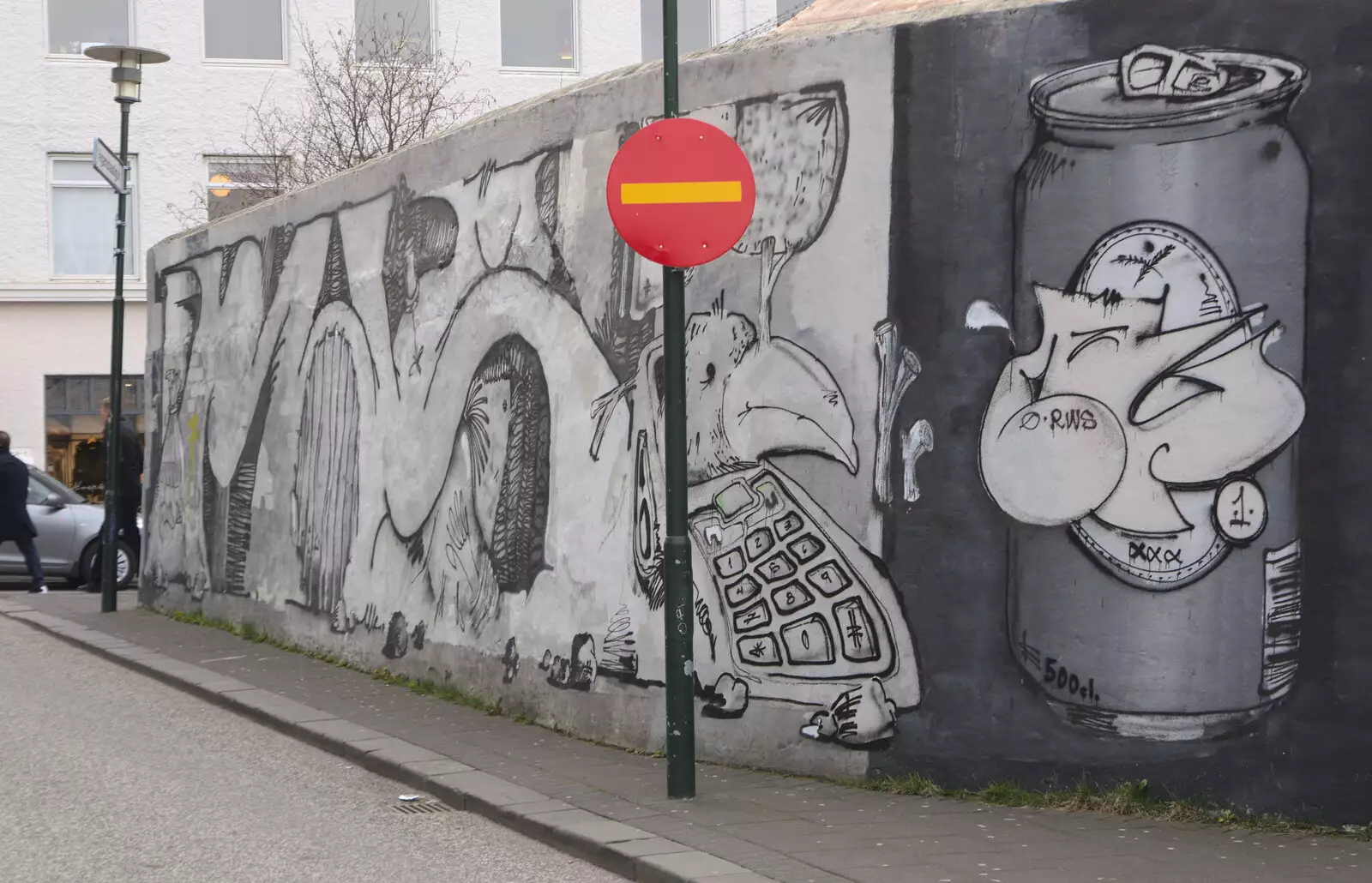 No entry and a can of beer, from Stríðsminjar War Relics, Perlan and Street Art, Reykjavik, Iceland - 23rd April 2017