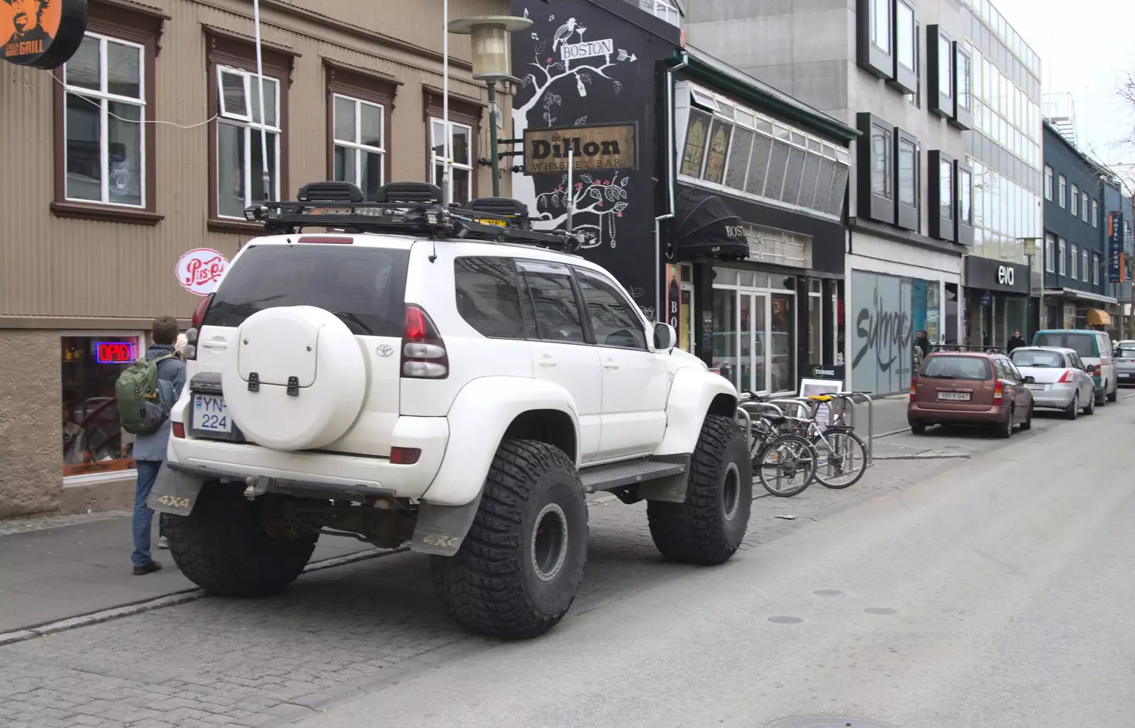 A monster truck on Laugavegur, from Stríðsminjar War Relics, Perlan and Street Art, Reykjavik, Iceland - 23rd April 2017