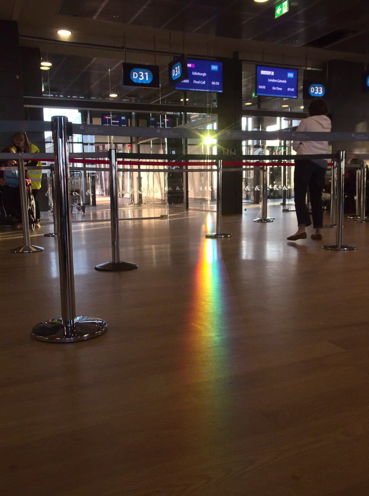 A rainbow of light at our departure gate, from The Journey Home, Reykjavik, London and Brantham - 24th April 2017