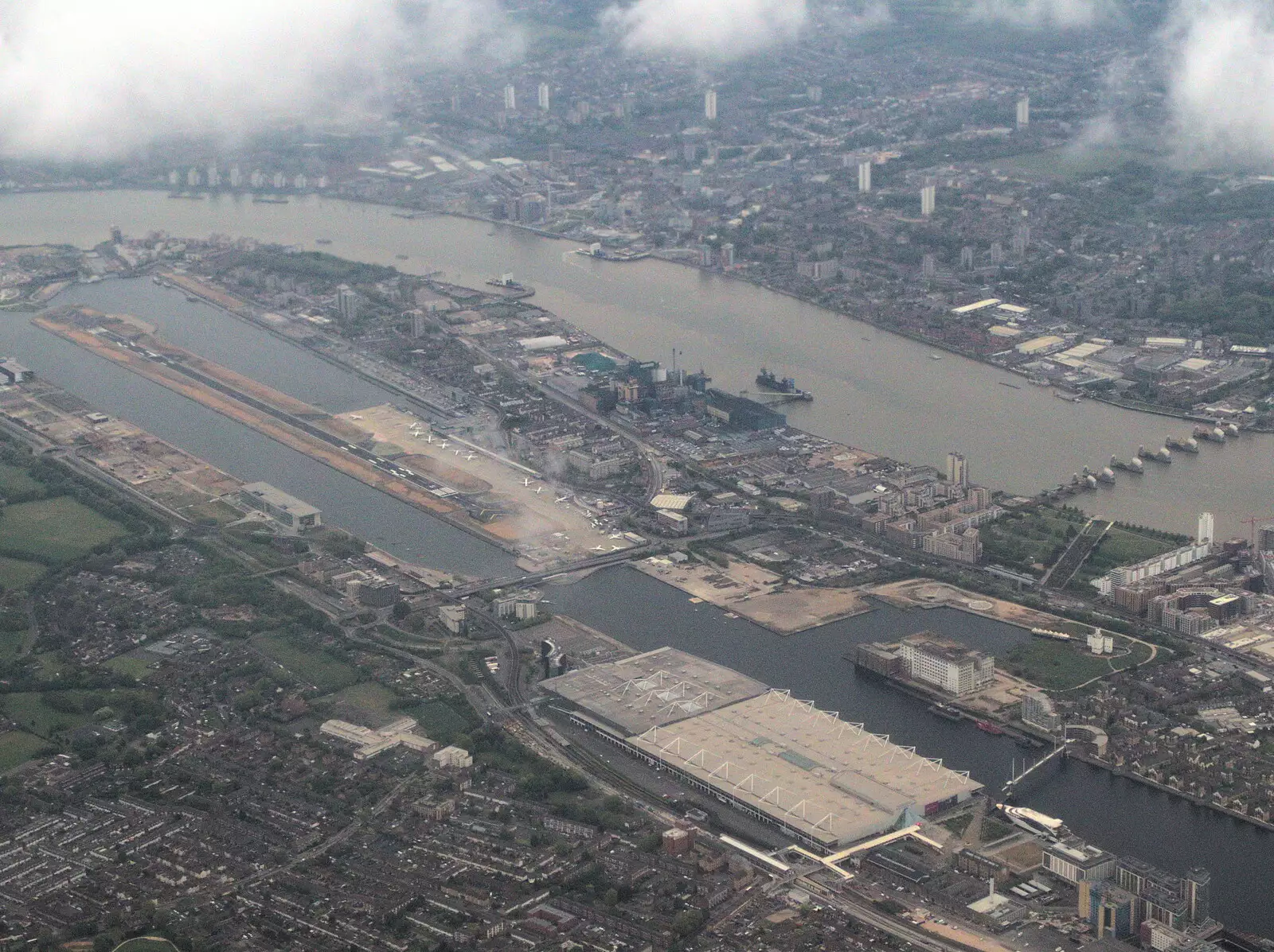 London City Airport and the Thames Barrage, from The Journey Home, Reykjavik, London and Brantham - 24th April 2017