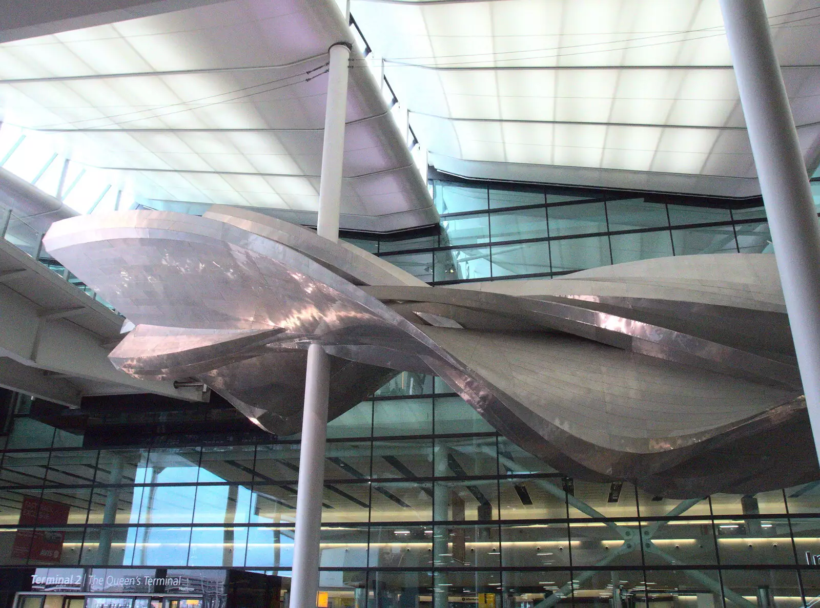 Twisty sclupture in Terminal 2, from The Journey Home, Reykjavik, London and Brantham - 24th April 2017