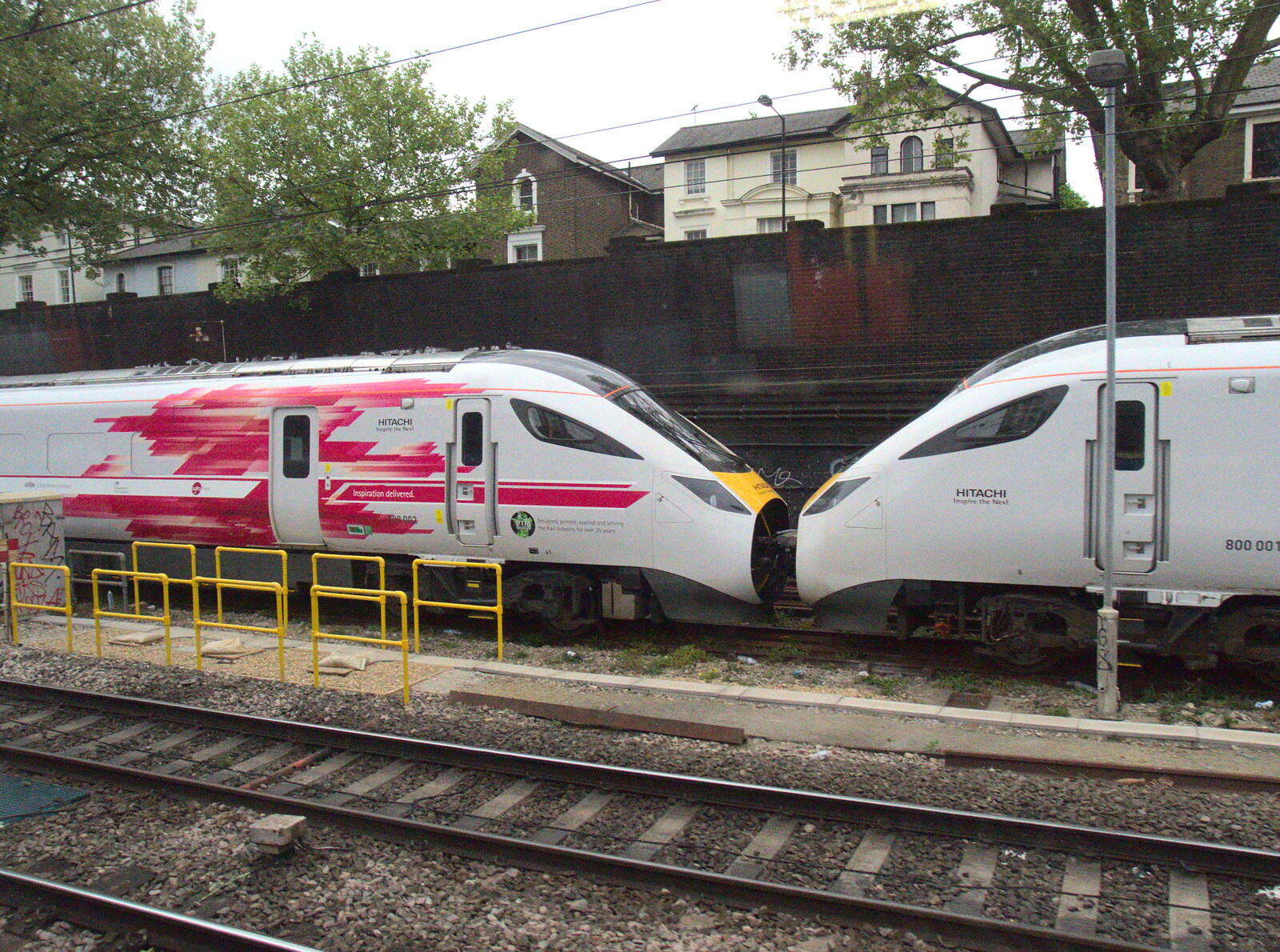 A pair of Hitach Azuma Class 800s, including 001 from The Journey Home, Reykjavik, London and Brantham - 24th April 2017