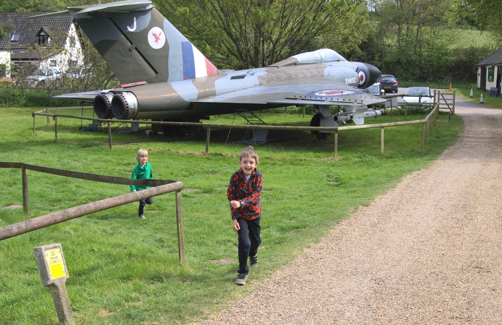 Harry and Fred run around at Flixton from Norfolk and Suffolk Aviation Museum, Flixton, Suffolk - 30th April 2017