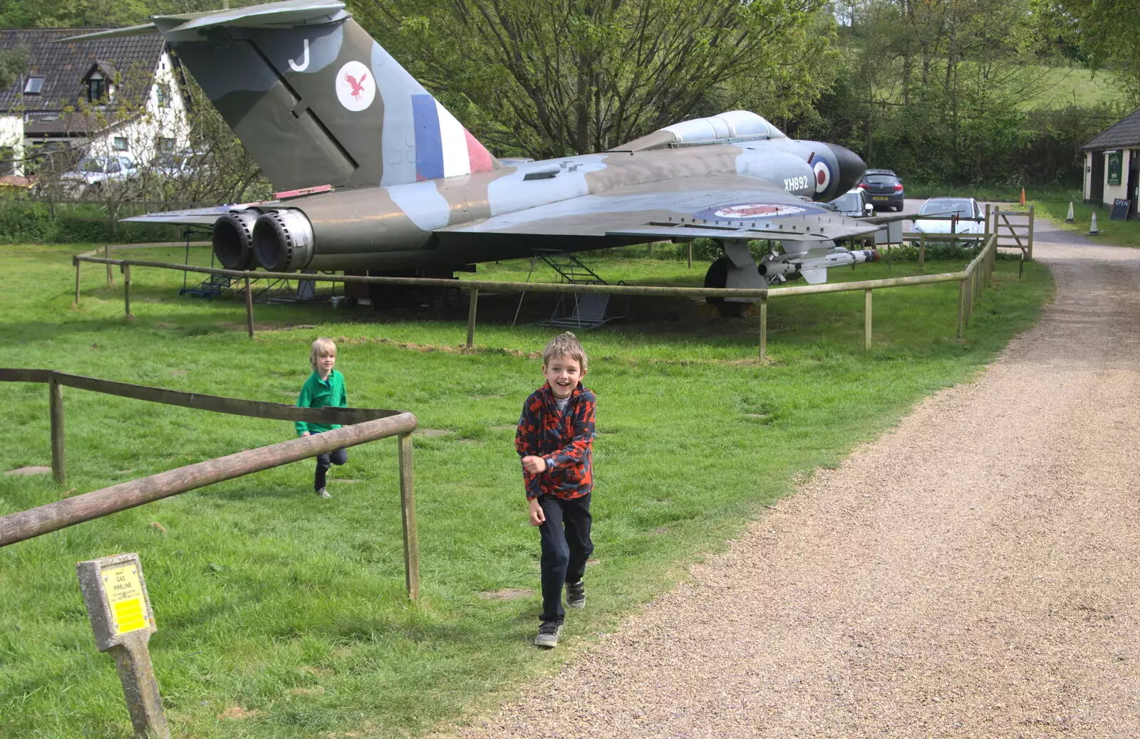 Harry and Fred run around at Flixton, from Norfolk and Suffolk Aviation Museum, Flixton, Suffolk - 30th April 2017