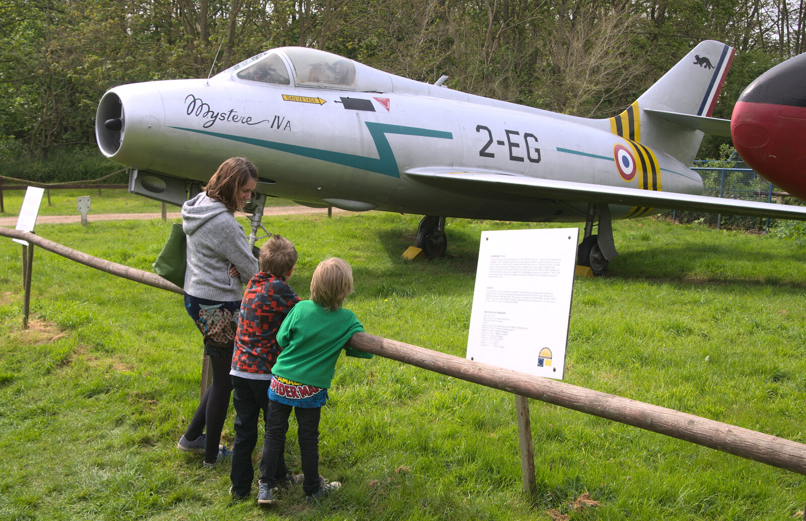 The gang ponder a French Mystere IVa from Norfolk and Suffolk Aviation Museum, Flixton, Suffolk - 30th April 2017