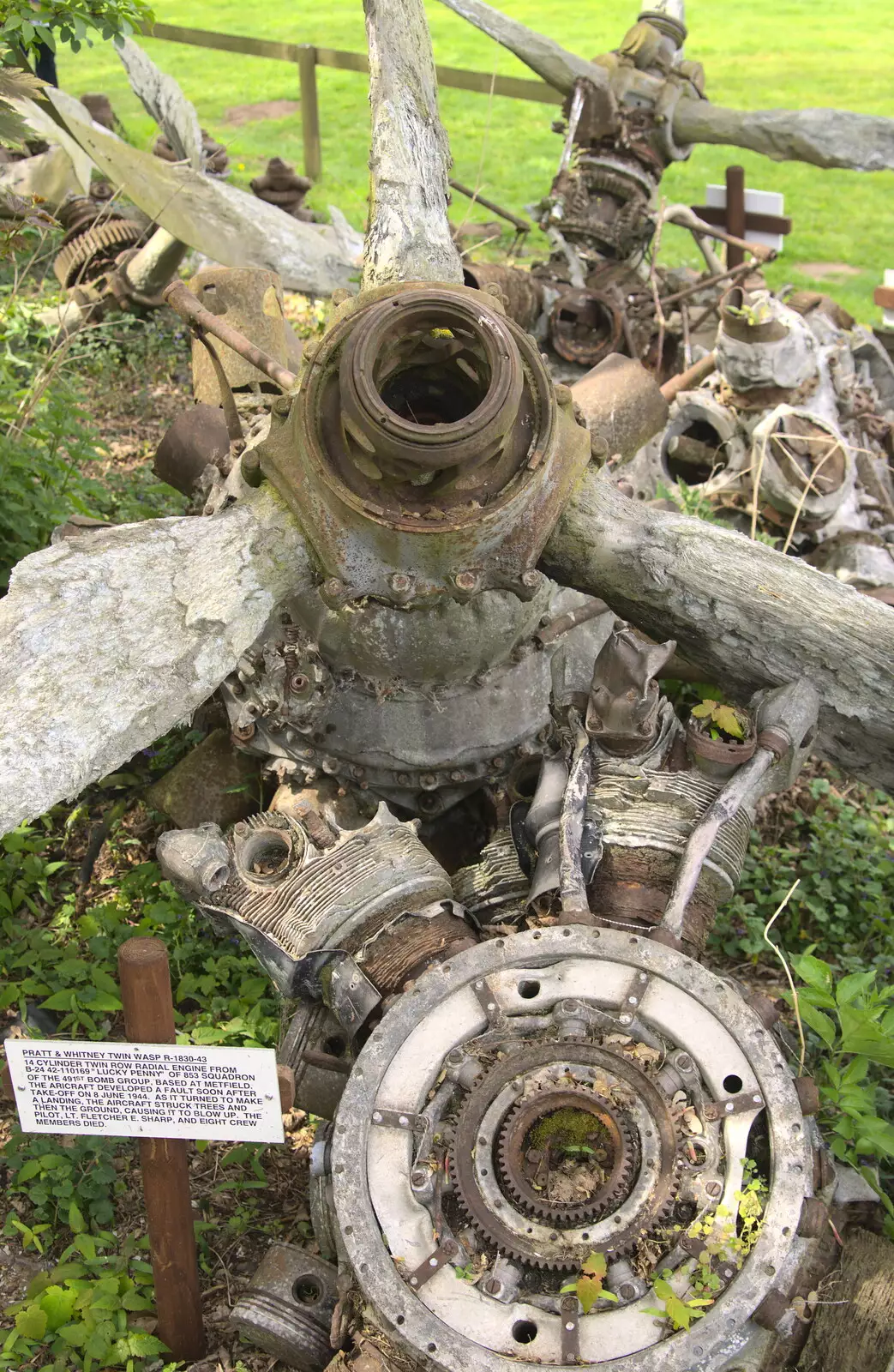 There's a collection of wrecked propellors, from Norfolk and Suffolk Aviation Museum, Flixton, Suffolk - 30th April 2017