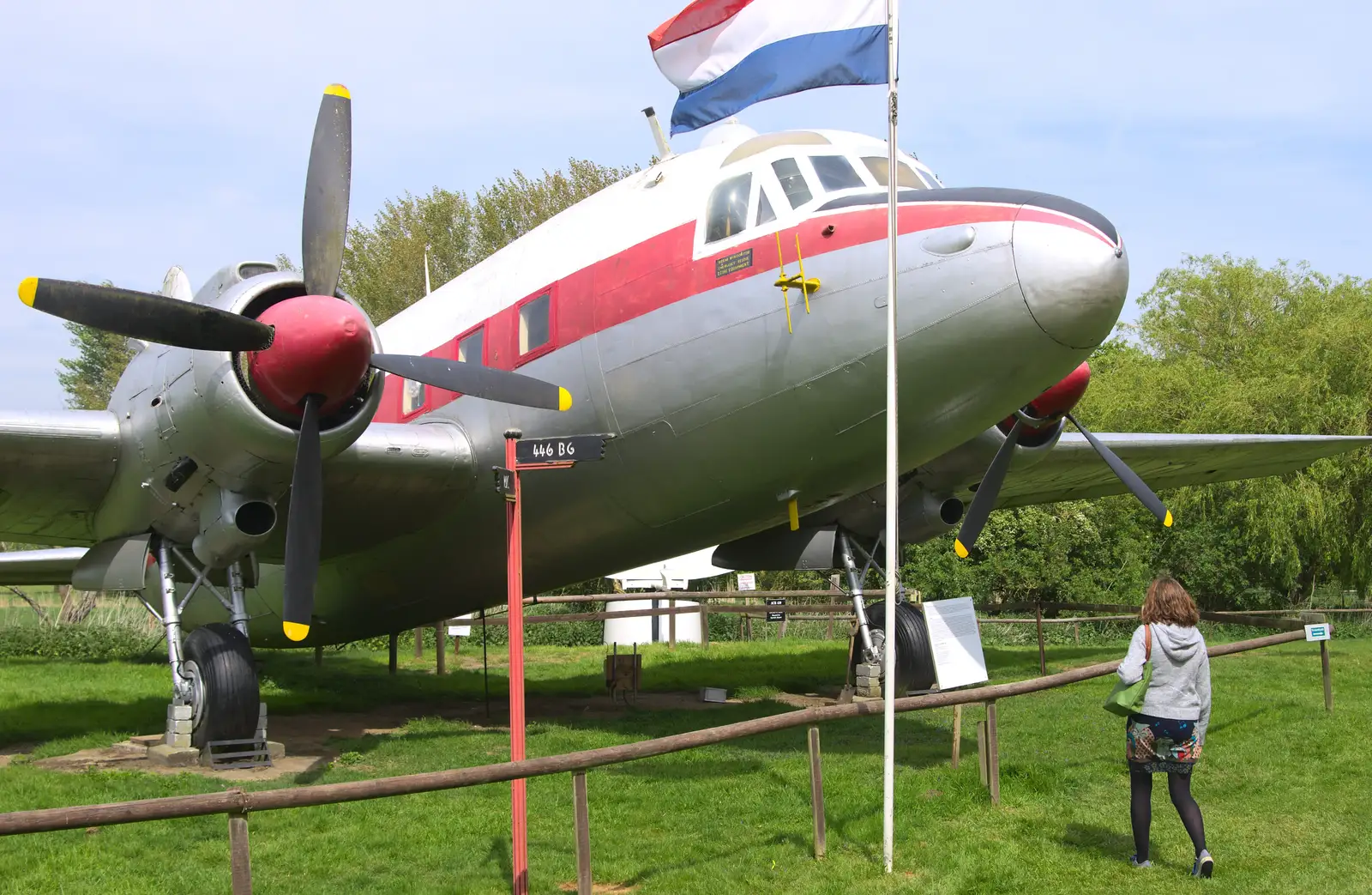 Isobel looks at a plane, from Norfolk and Suffolk Aviation Museum, Flixton, Suffolk - 30th April 2017